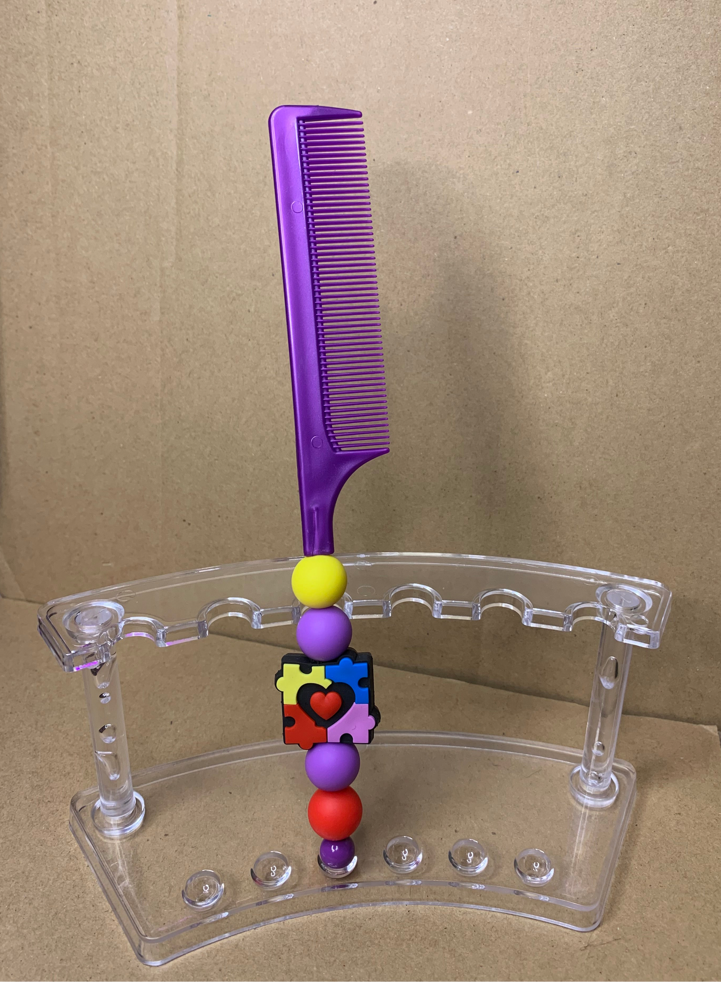 💜Beaded & charmed hair comb🪮