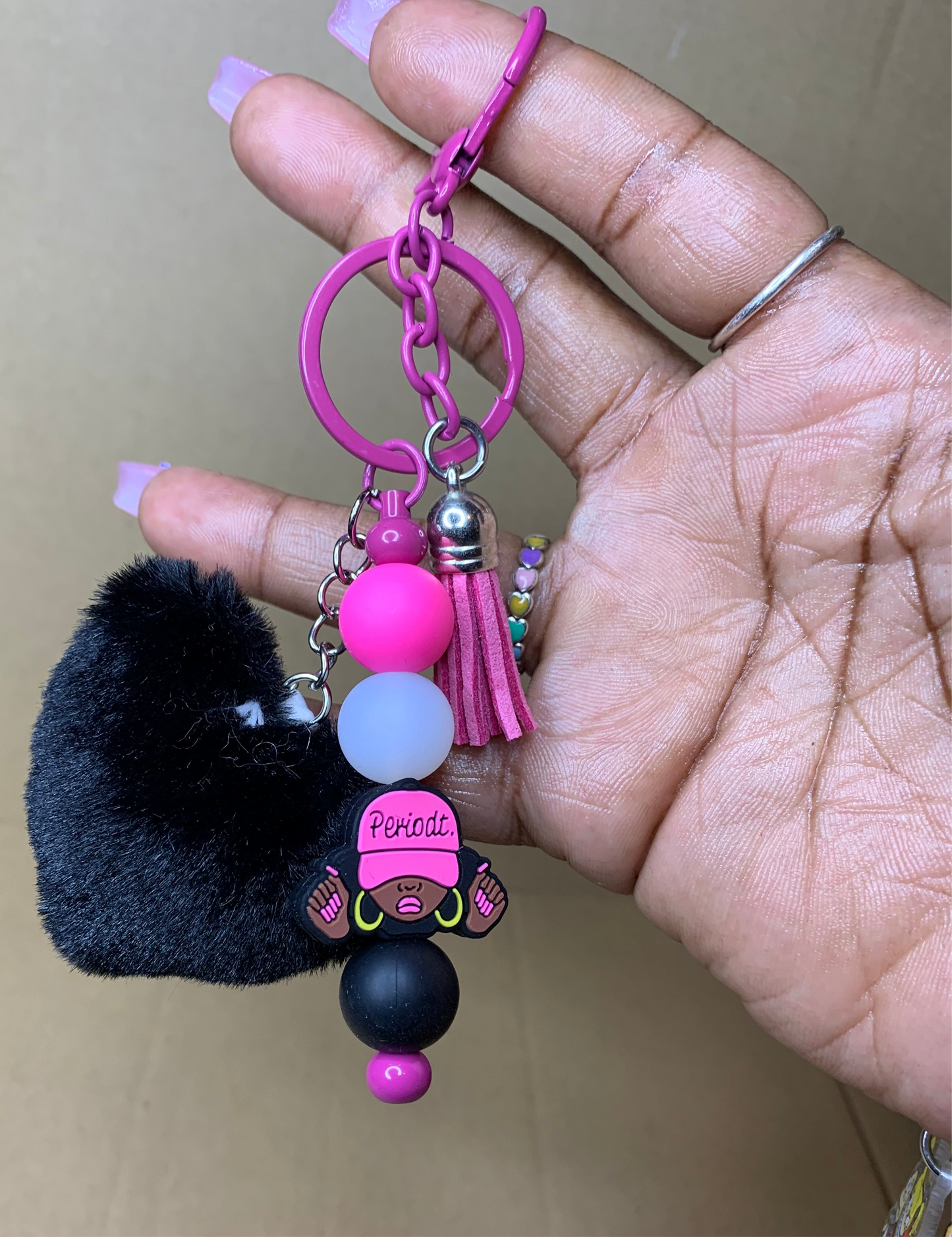 💗Beaded & charmed keychain🔑& ink✍️pen set
