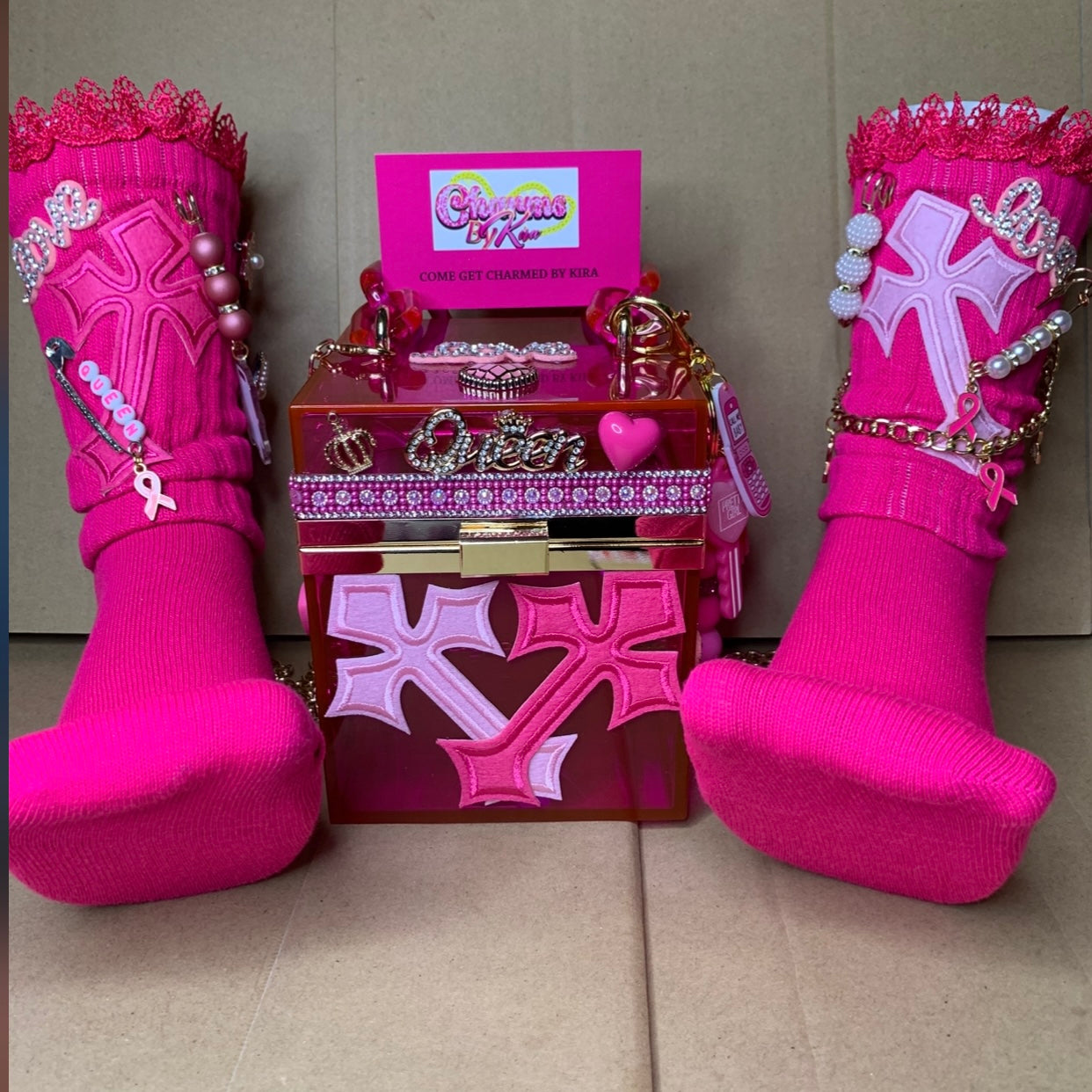 💞Acrylic cube purse & slouch socks 💞