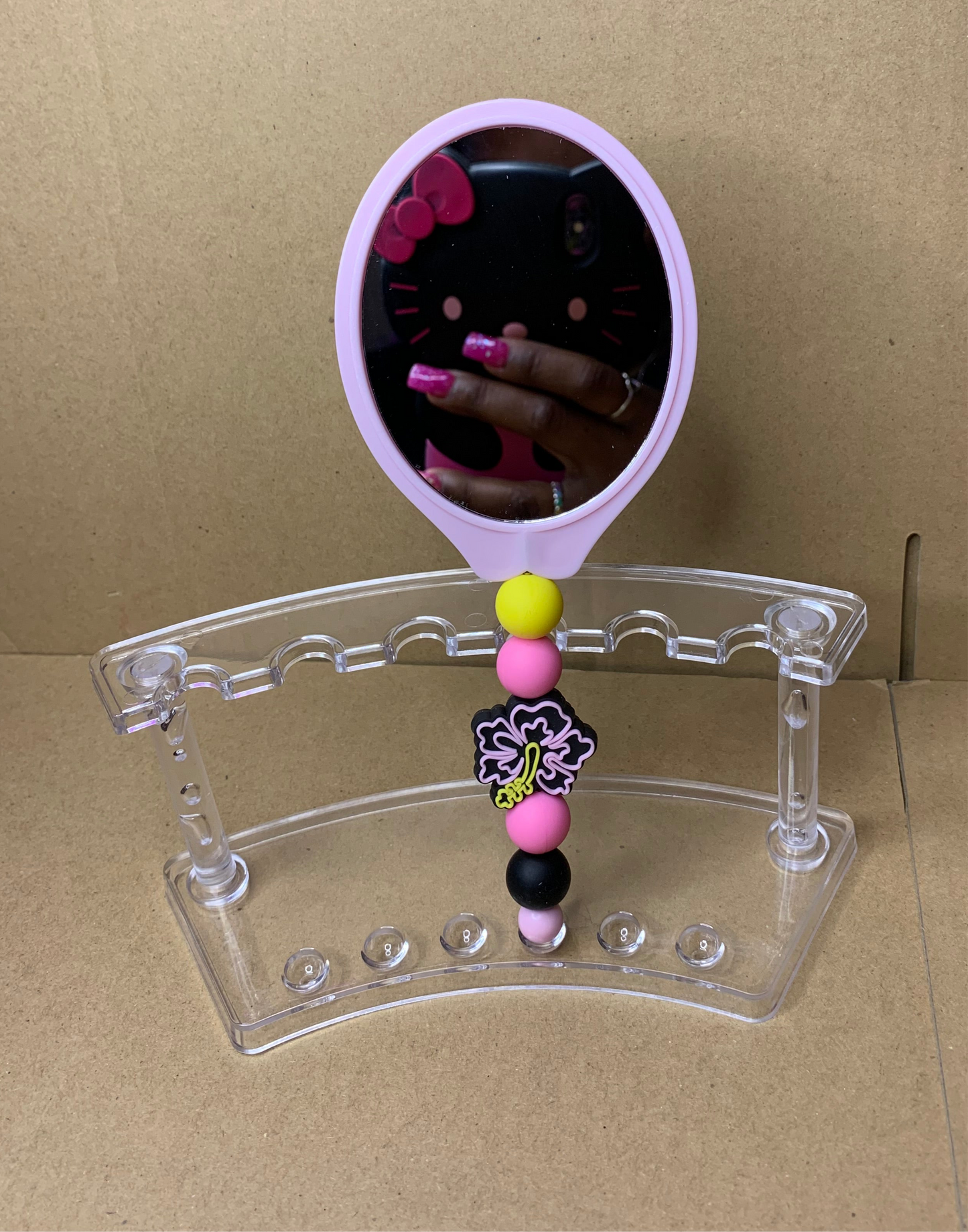 🖤Beaded & charmed hair comb🪮& mirror🪞set