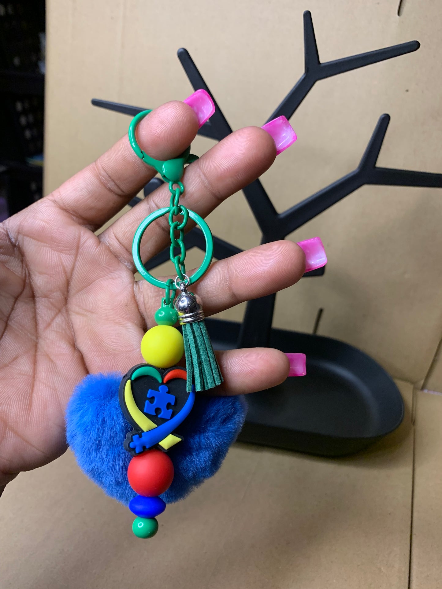 💙Beaded & charmed keychain🔑