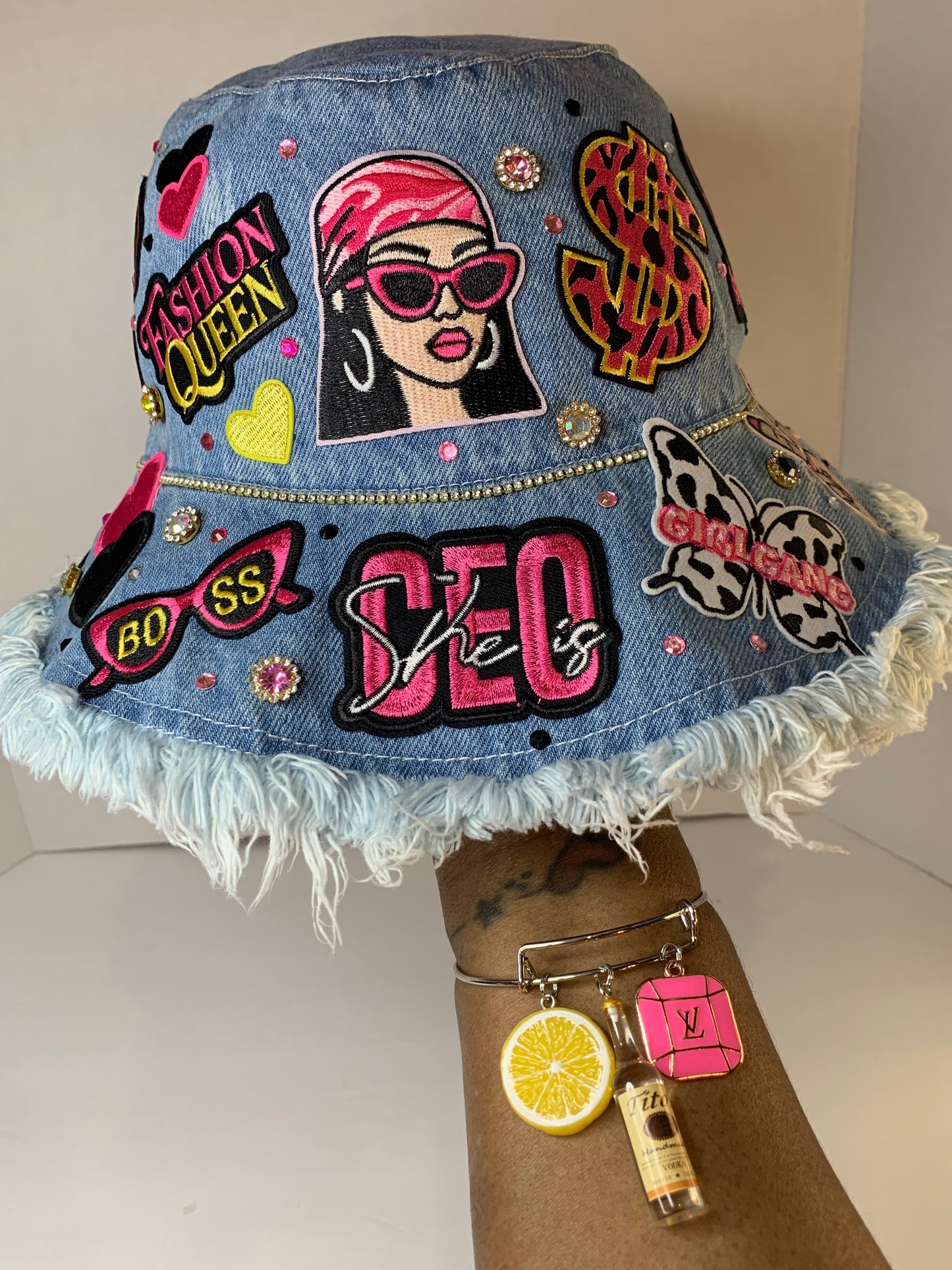 🩷Super junky bucket hat & clogs set🎩blue Jean🩵
