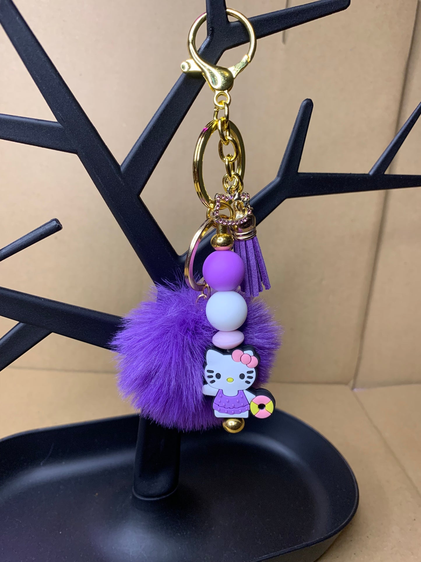 💜Beaded & charmed keychain🔑