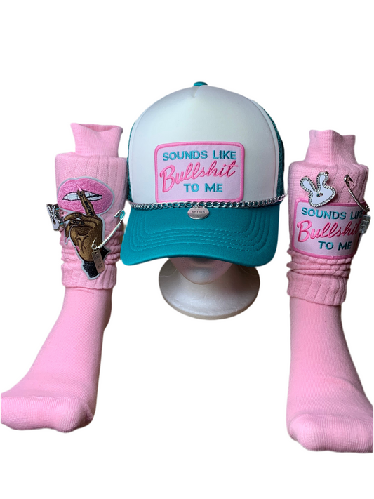 🌸SnapBack trucker hat🧢& slouch socks🧦set