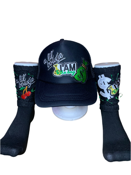 🖤💚Slouch socks🧦 & SnapBack trucker hat🧢set💚🖤