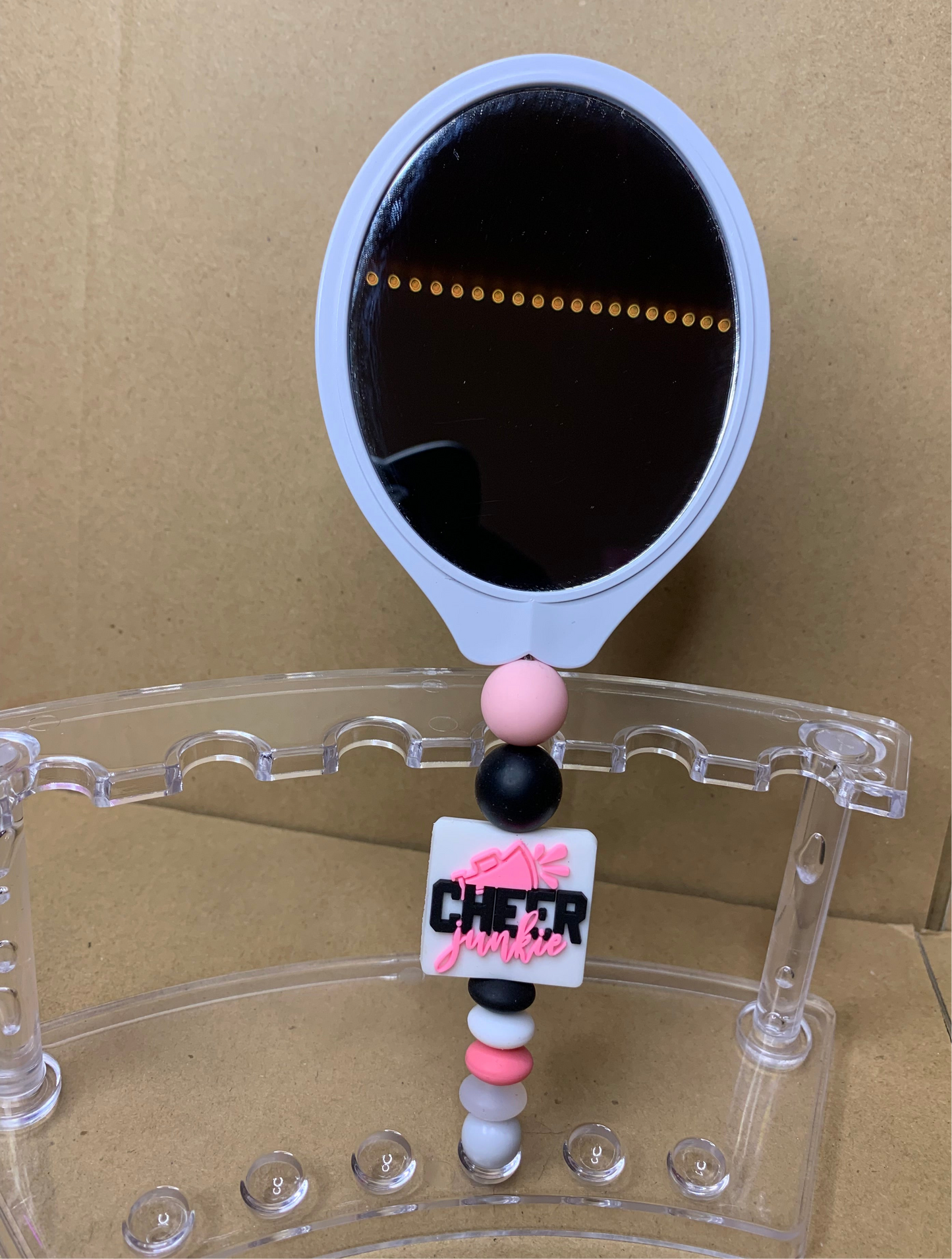 🤍Beaded & charmed hair comb🪮& mirror🪞set