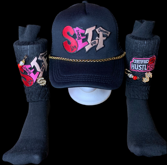 🖤SnapBack trucker hat🧢 & slouch socks🧦set