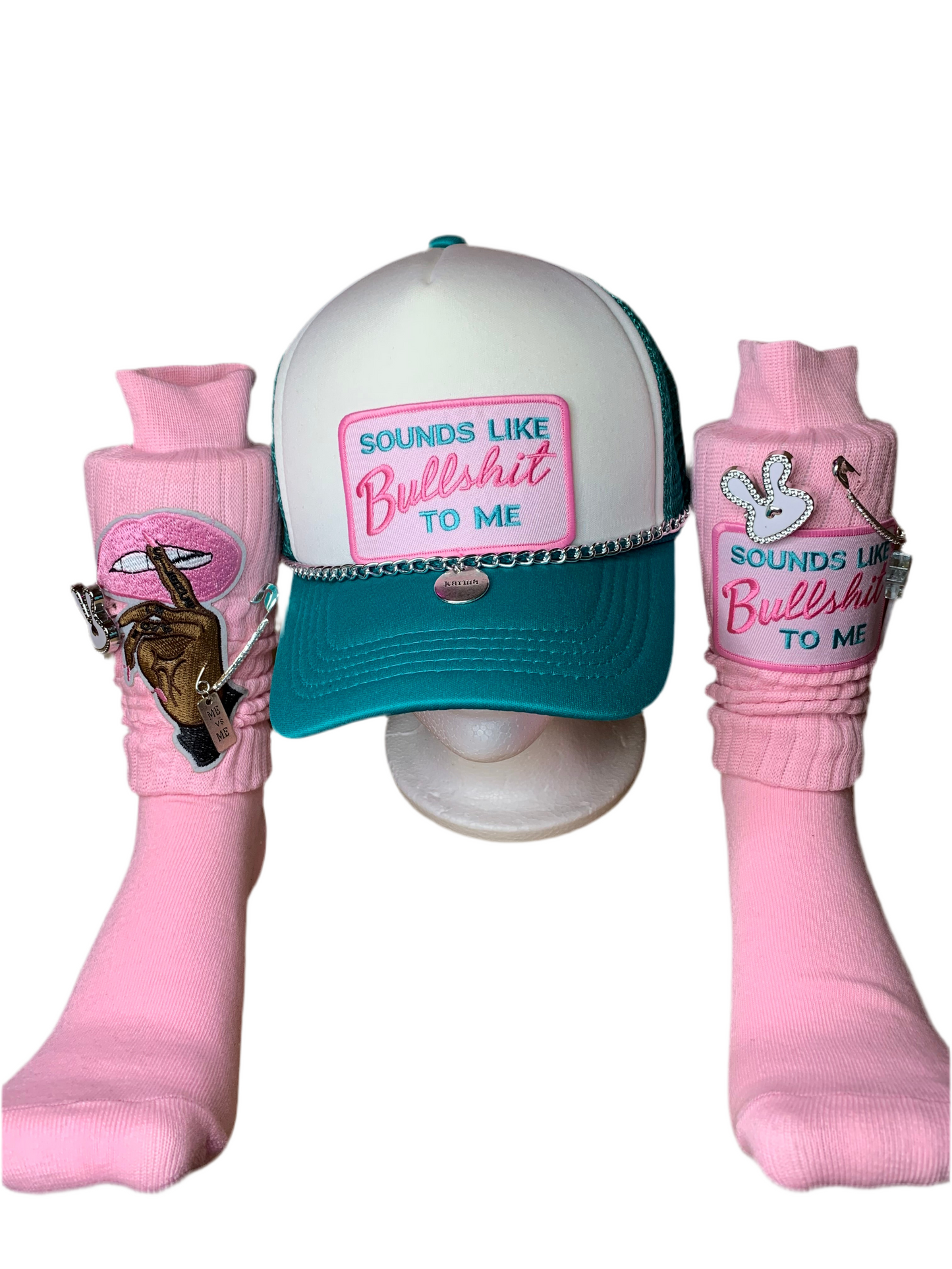 🌸SnapBack trucker hat🧢& slouch socks🧦set