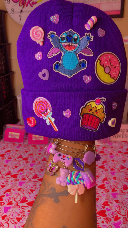 💜💙Stitch beanie & bangles set