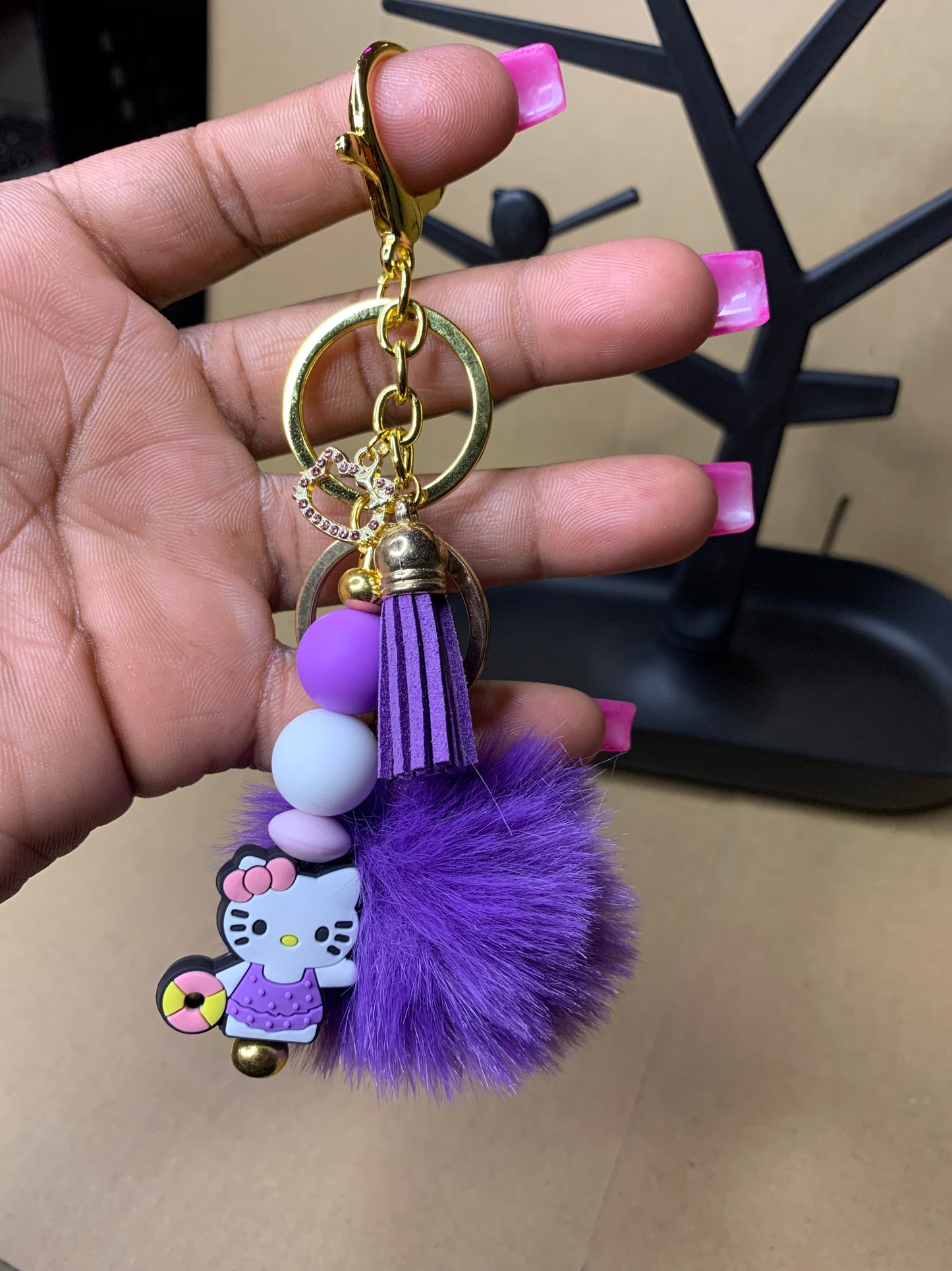 💜Beaded & charmed keychain🔑