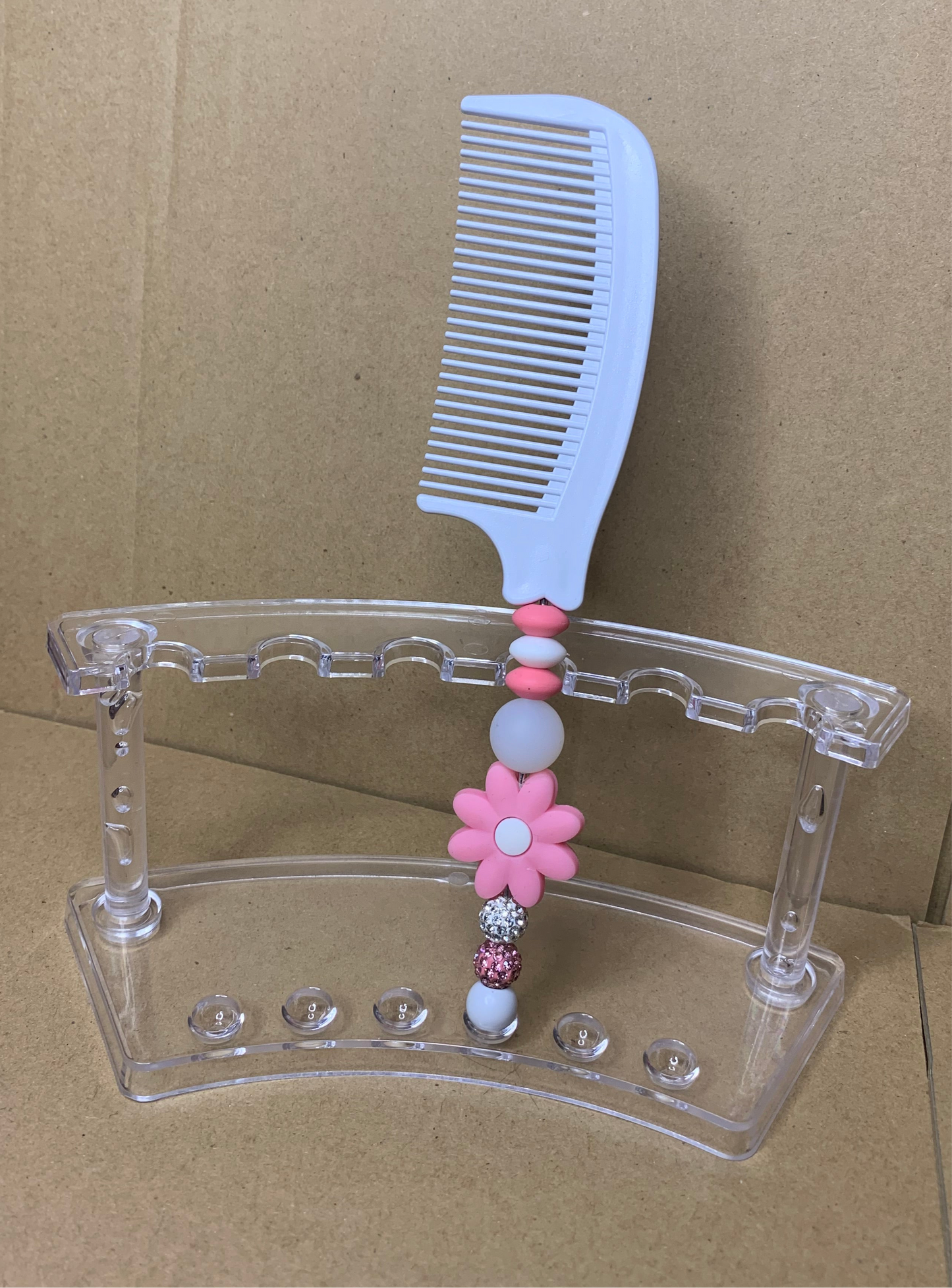 🤍Beaded & charmed hair comb🪮& mirror🪞set