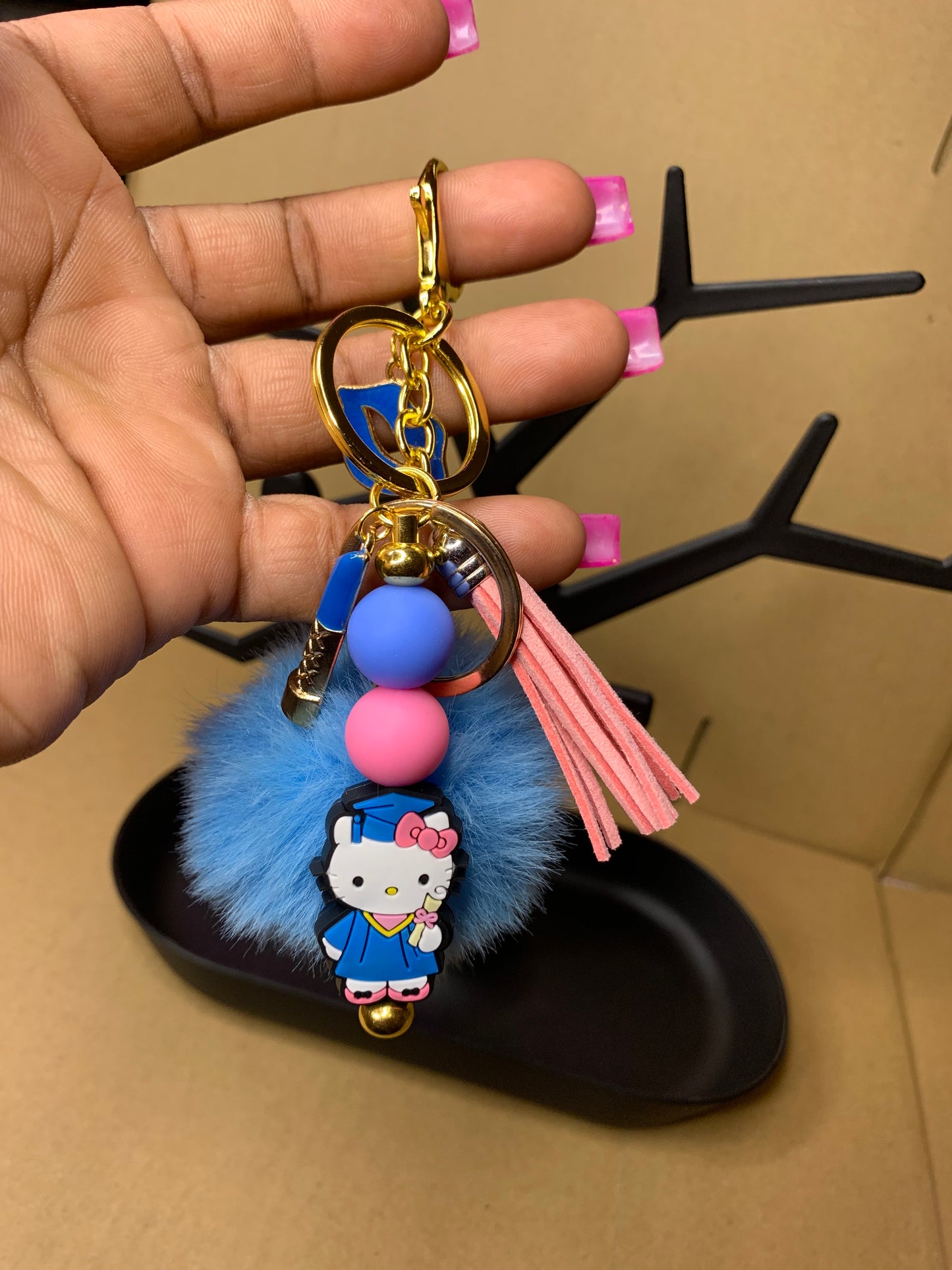 🩵Beaded & charmed keychain🔑