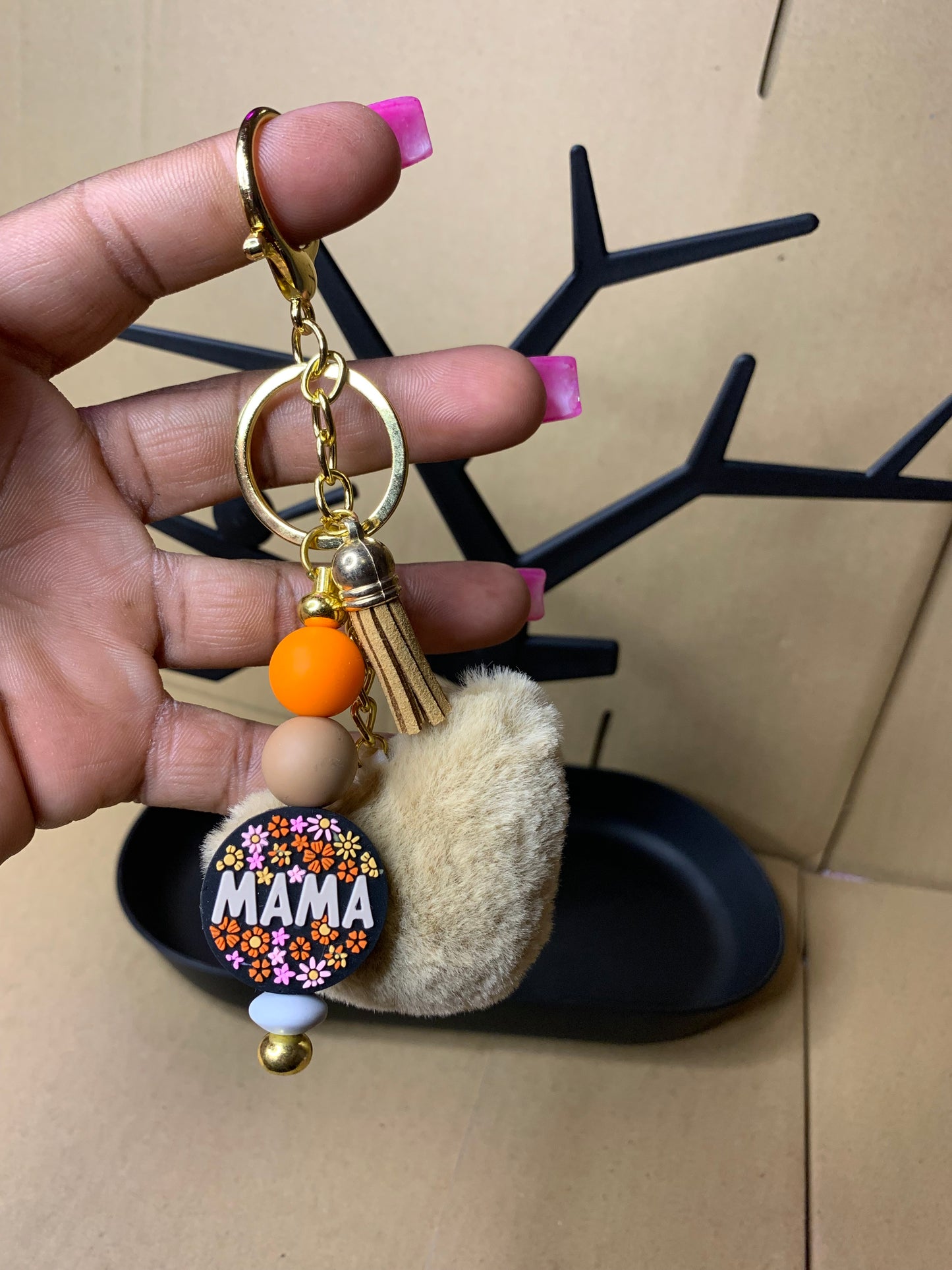 🧡Beaded & charmed keychain🔑