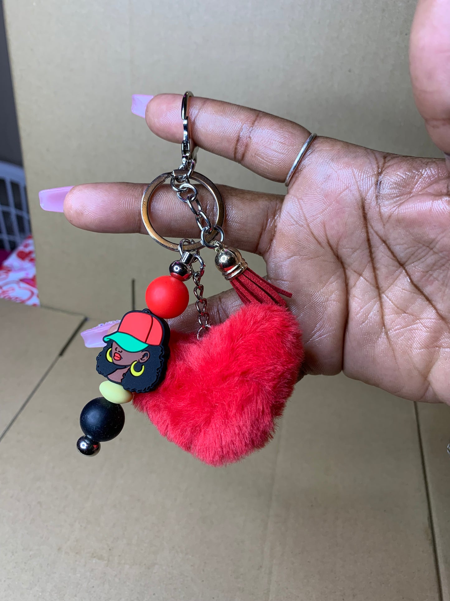 ❤️Beaded & charmed keychain🔑& ink ✍️pen set💛