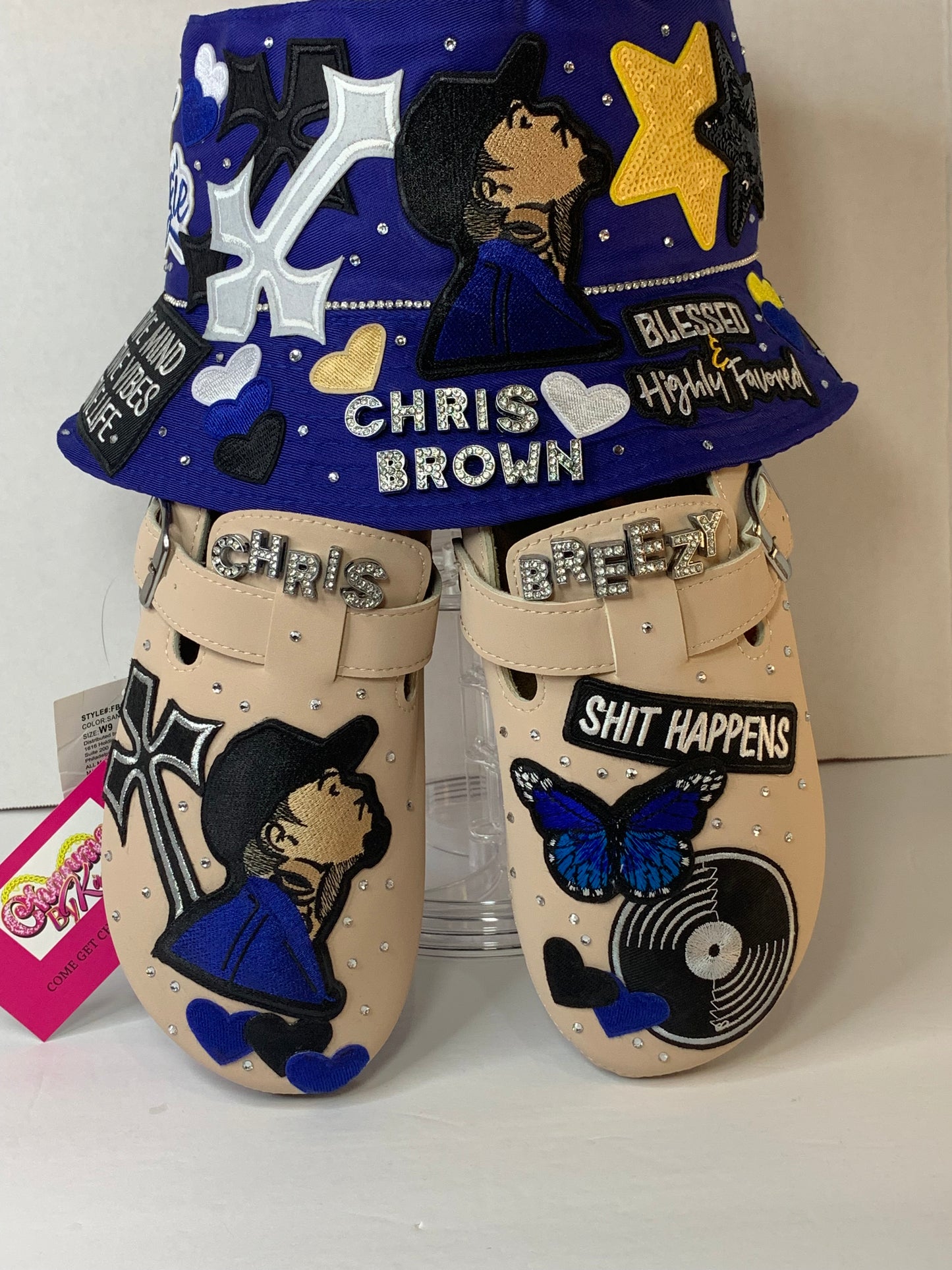 💙Super junky bucket hat🎩& clog set🖤Chris brown😎