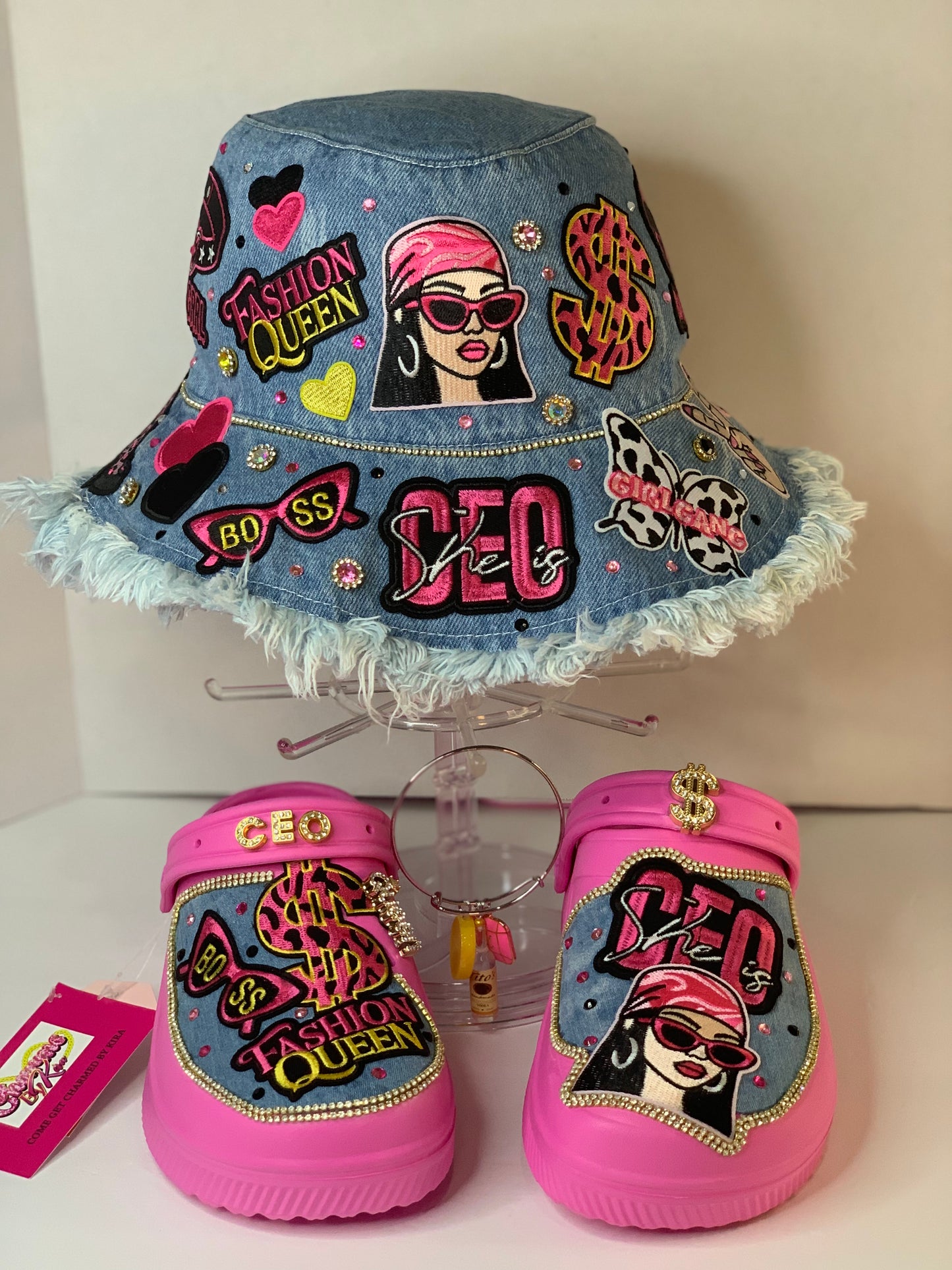🩷Super junky bucket hat & clogs set🎩blue Jean🩵