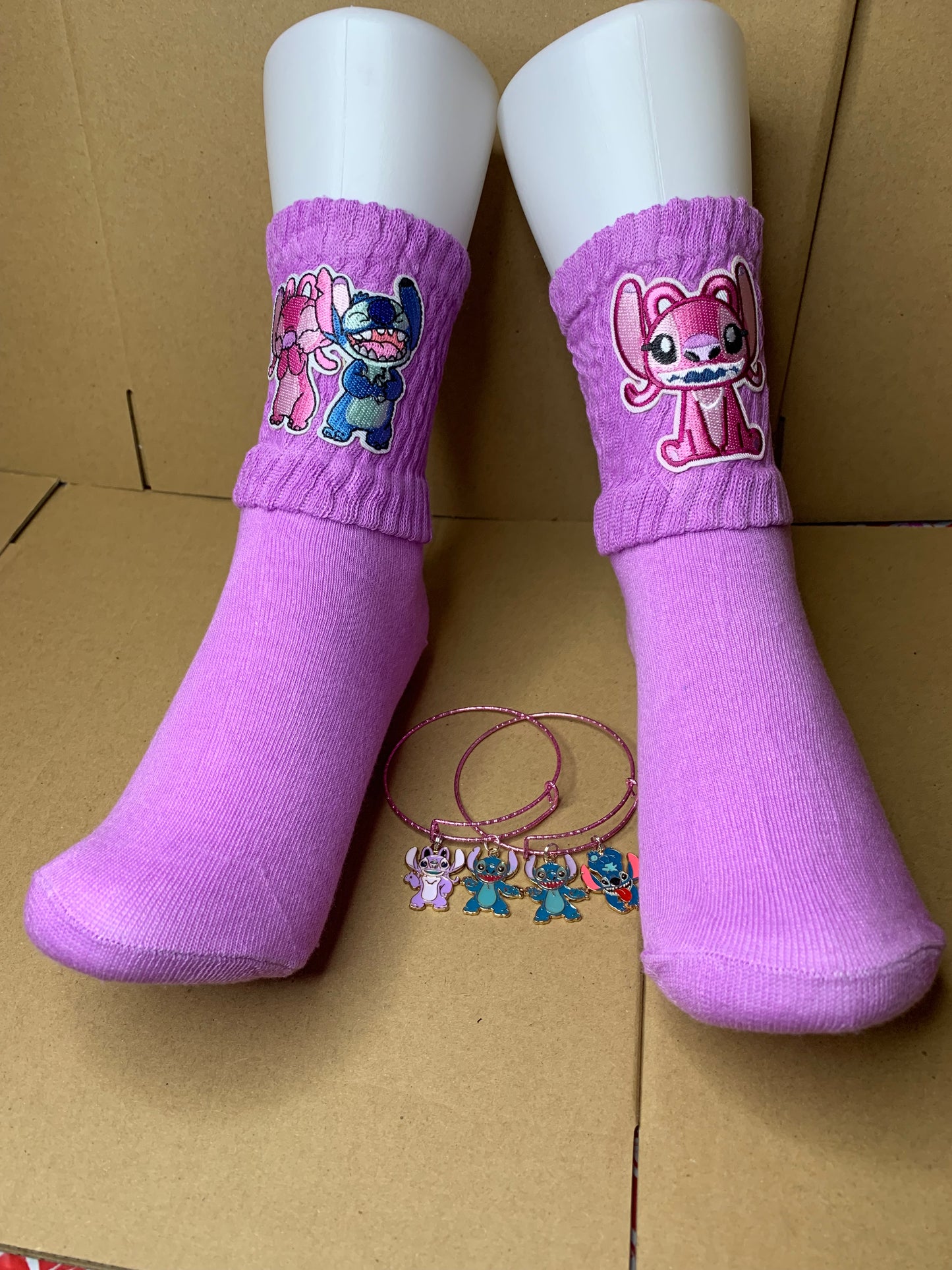 💜Kids/teens slouch socks🧦& charm bangle set