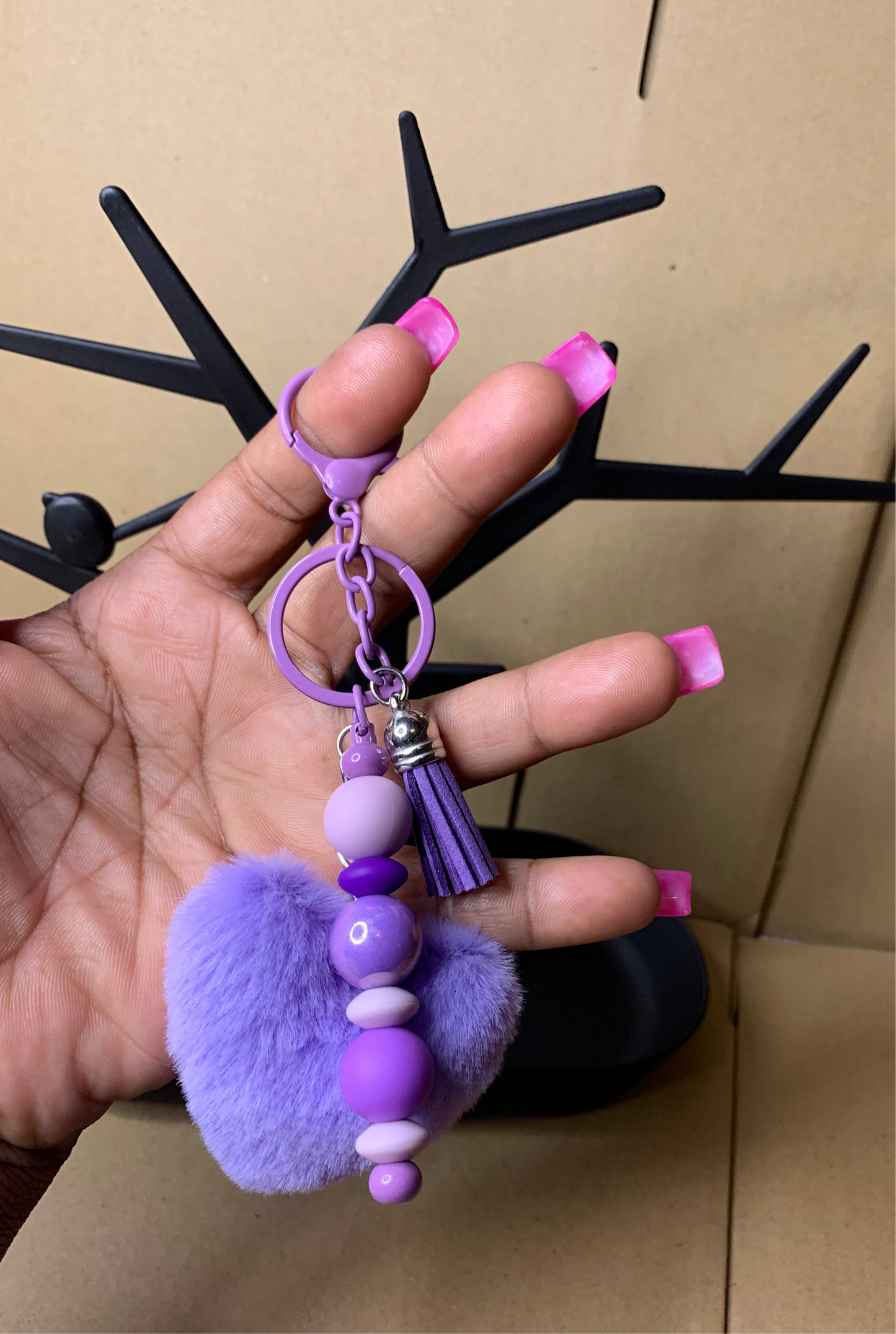 💜Beaded & charmed keychain🔑