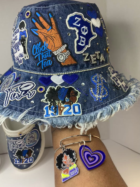 💙Super junky bucket Hat & clogs set🎩blue Jean🩵
