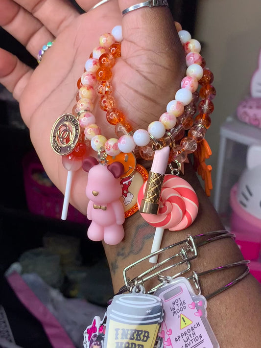 🧡Beaded charmed stretch bracelets 3pc set🧡